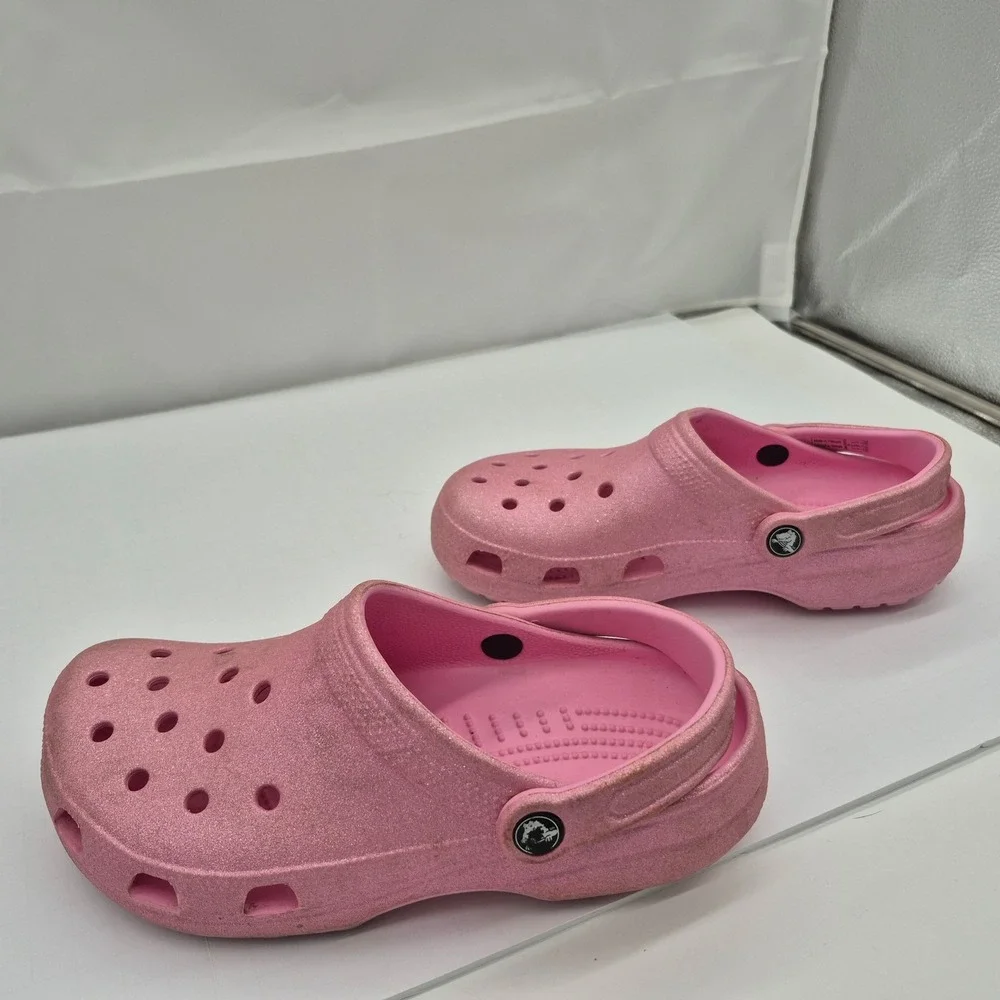 Pink Crocs Classic Glitter Clogs